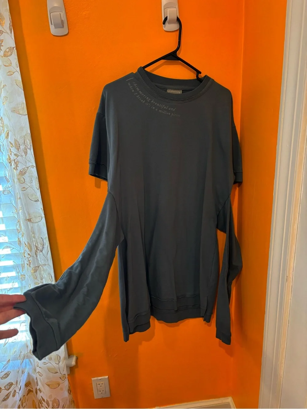 Taylor Swift Washed Blue Script Sleeve Sweatshirt Dress - Picture 5 of 7